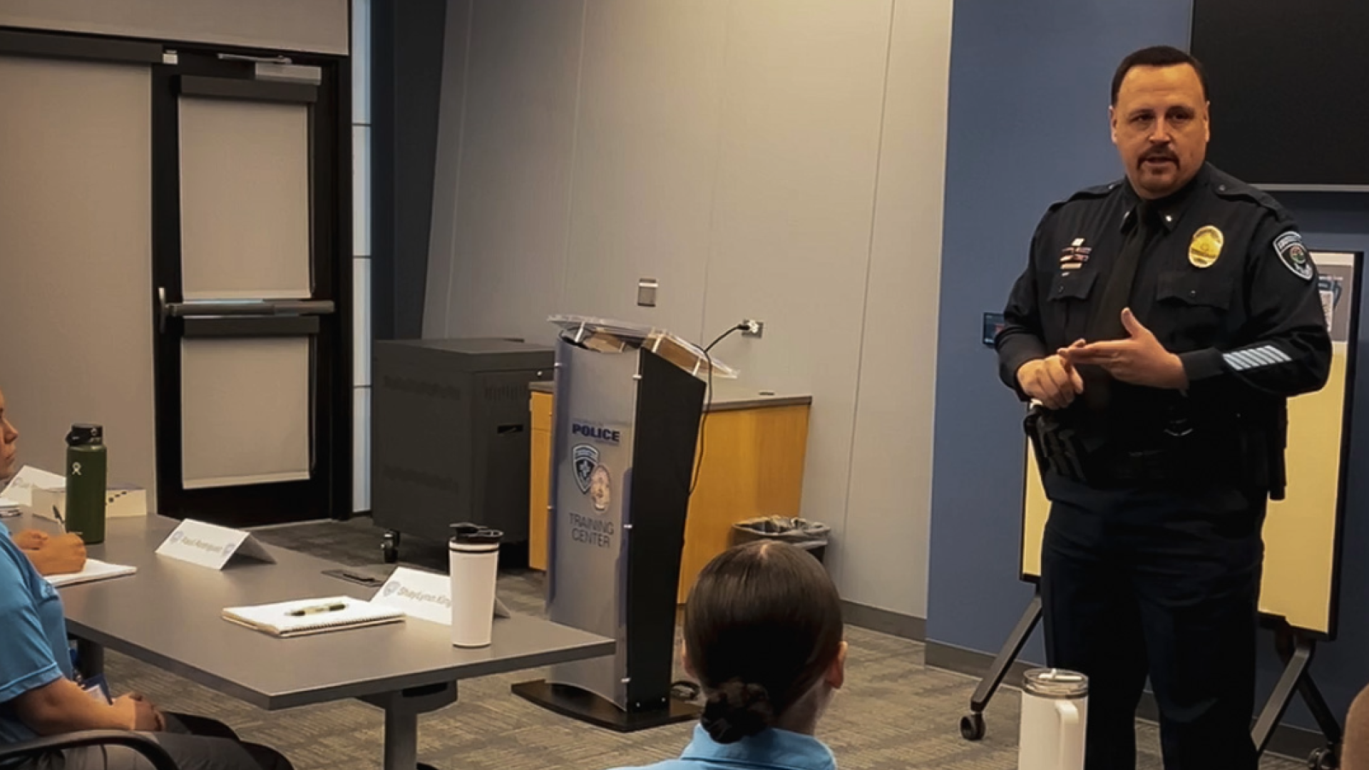 lieutenant gerhardt addressing recruit class