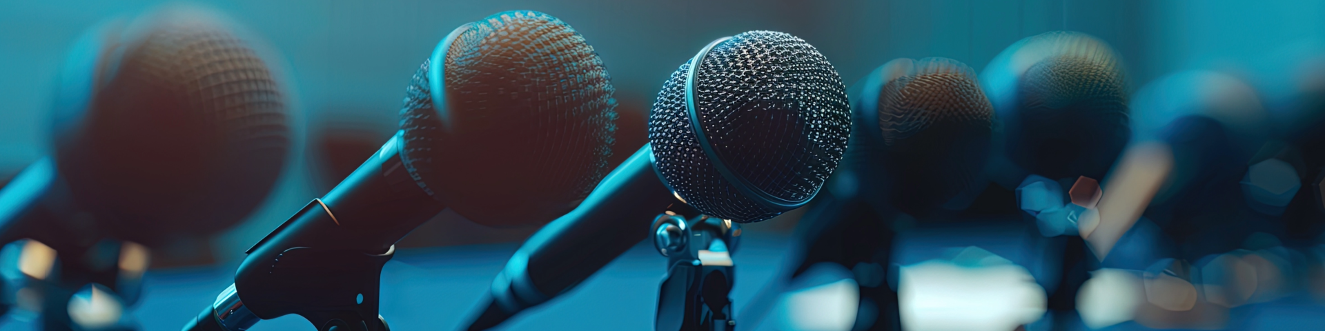 Microphones at news podium
