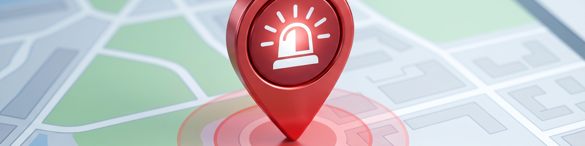 Graphic with map and red alert