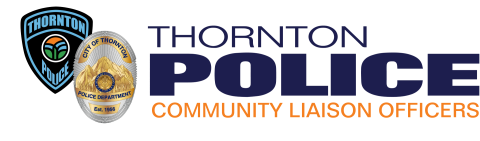 Thornton police community liaison officers logo with thornton police and city of thornton police department logos