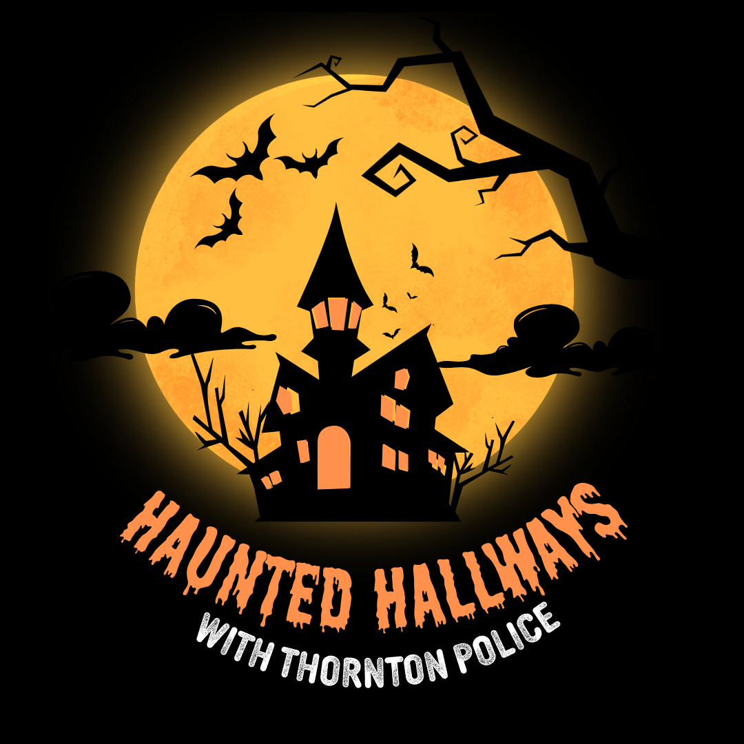 spooky house with bats and clouds and spooky tree branches